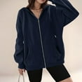 thumbnail image 7 of Dwellite Women's Zip Up Hoodies Oversized Fleece Long Sleeve Sweatshirts Casual Fall Jacket Coat with Pockets Navy M, 7 of 7