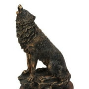 Ebros Howling Wolf Statue 10.5 Tall Alpha Wolf Pack Figurine in Faux Bronze