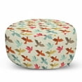 thumbnail image 1 of Bird Pouf Cover with Zipper, Colorful Interpretation of Flying Creatures Pattern Symbolizing Freedom, Soft Decorative Fabric Unstuffed Case, 30" W X 17.3" L, Eggshell and Multicolor, by Ambesonne, 1 of 5