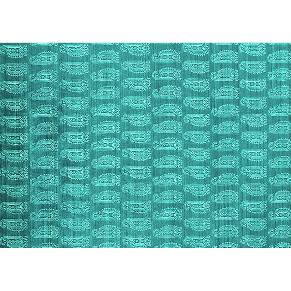 Ahgly Company Indoor Rectangle Oriental Turquoise Blue Industrial Area Rugs, 4' x 6'