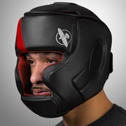 Hayabusa T3 Full Face T-Cross Hook and Loop Vylar MMA Headgear - Black/Red