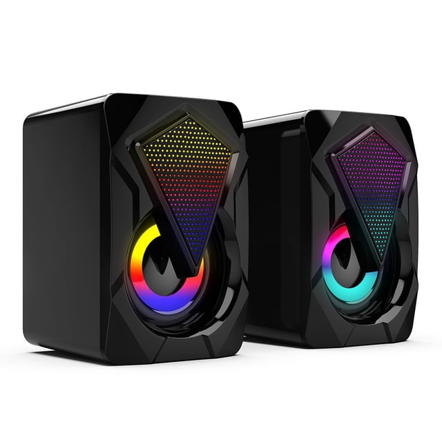 X2 Computer Speakers USB Powered 3Wx2 Bass Speakers with RGB Light for PC