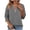 Gray, variant on Ziynglg 3/4 Sleeve T-Shirts for Women Summer V Neck Stretch Tops Zipper Color Block Shirts Loose Pullover Blouses
