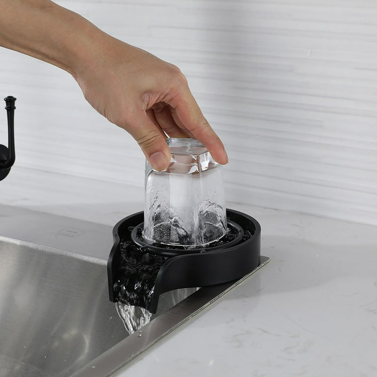 Automatic Glass Rinser Bar Coffee Cup Cleaner Kitchen Sink Pitcher Washer  Black