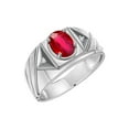 thumbnail image 5 of RYLOS Men's Rings 14K White Gold Ring Classic Designer Style 8X6MM Oval Gemstone & Diamond Ring Ruby July Birthstone Rings For Men Size 8, 5 of 6