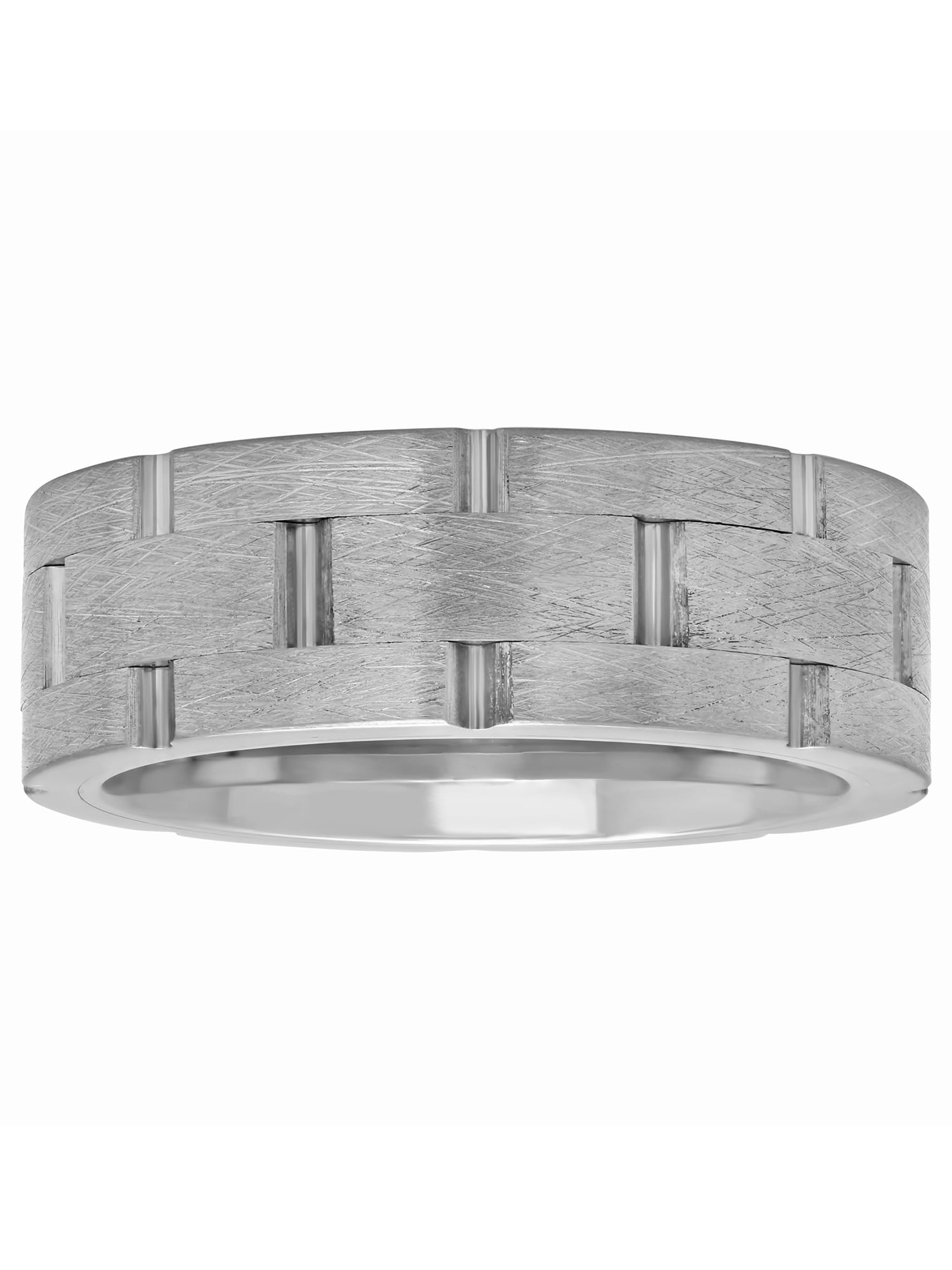 Men's Tungsten 8MM Brick Pattern Wedding Band - Mens Ring
