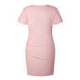 thumbnail image 2 of Women's Casual Dresses Summer Round Neck Pleated Stretch Short Dress, 2 of 6