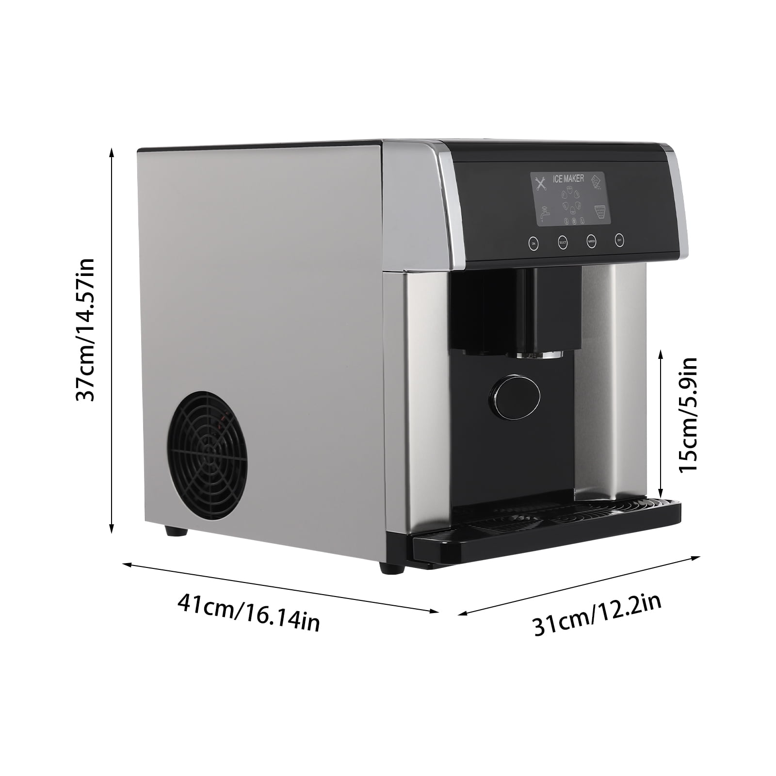 Countertop Ice Maker 2-in-1 Ice Water Maker Portable Electric Ice Dispenser for Homes, Cafes, Offices