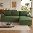 thumbnail image 6 of 96" L-Shaped Sectional Sofa, Oversized Modular Corduroy Couch with Chaise Lounge & 2 Throw Pillows, No Assembly Convertible Corner Sofa for Living Room Apartment,Green, 6 of 9