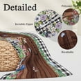 thumbnail image 3 of Spring Botanical Pillow Covers 12"x20", Farmhouse Black Plaid Brown Wooden Grain Soft Brushed Microfiber Breathable Throw Pillow Covers, Decorative Pillowcase with Zipper for Couch Sofa Bedroom, 3 of 9