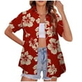 thumbnail image 2 of Pincandy Women's Hawaiian Shirts Summer Plus Size Beach Shirt Short Sleeve Button Up Tops Cool Floral Tropical Printed Blouses, 2 of 5