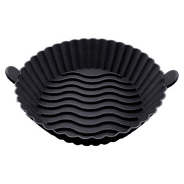 pitrice Friteuse à Air Chaud Pot en Silicone Cuisine Réutilisable Antiadhésif Résistant à la Chaleur Panier de Cuisson pour Légumes Grill Maison Doublure de Friture Remplacement Noir