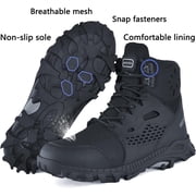 SUYSTEX Waterproof Steel Toe Boots For Men Women Comfortable Mens Safety Work Boots Indestructible Steel Toe Shoes Lightweight Non Slip Puncture Resistant Industrial Construction Boot