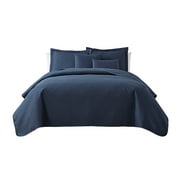 Nestl 5 Piece Quilt Set Queen , Soft Microfiber Lightweight Bedspread Coverlet, Modern Style Diamond Weave Bed Cover, Navy