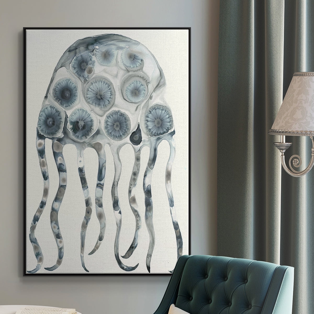 Silver Jelly Framed Premium Gallery Wrapped Canvas - Ready to Hang - 25 x 37 - Black Floating Frame
