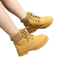 thumbnail image 3 of PEASKJP Children's Snow Boots Side Zipper Fashion Short Booties Low Heels, Yellow 36, 3 of 5