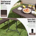 thumbnail image 3 of Barara King Heavy Duty Picnic Tables,6 Feet Folding Table with Wood Grain HDPE Tabletop and Safe Lock Mechanism-Brown, 3 of 10