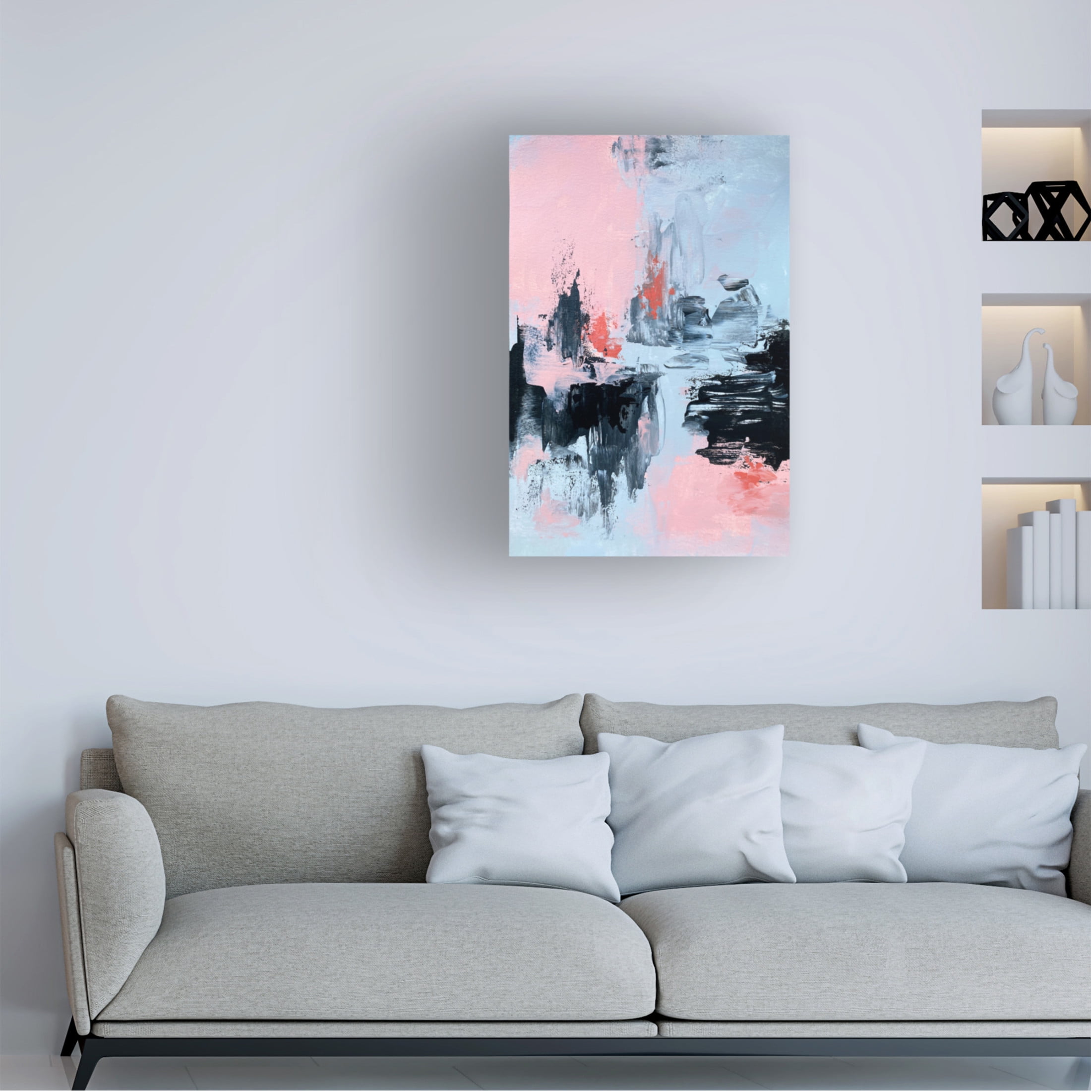 Trademark Fine Art Alyson Storms Pink and Grey Abstract 2 Canvas Wall Art