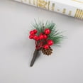 thumbnail image 2 of Christmas Red Boutonniere for Men with Pins, Pine Cone Berry and Balls Decorated Flower for Christmas Dinner Party Dance Wedding Anniversary Prom Vintage Wedding (Red Ball Boutonniere), 2 of 4