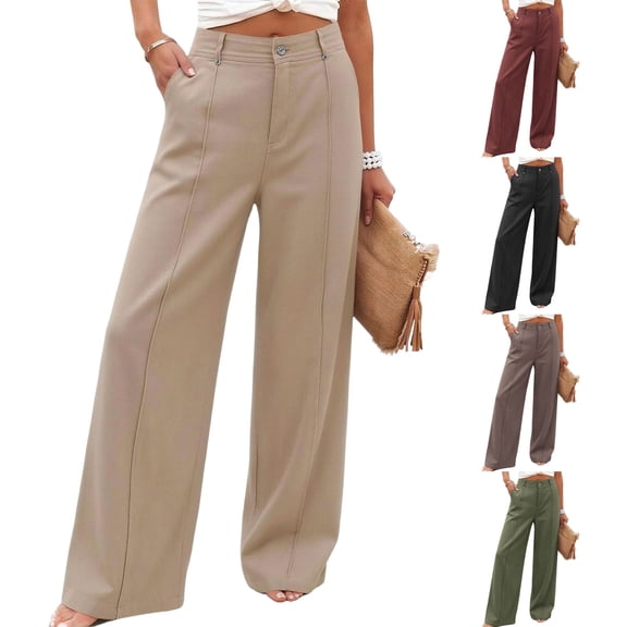 Women's Vintage Wide Leg Denim Jeans, Mid Rise Relaxed Fit with Functional Pockets, Casual Long Pants for Everyday Wear, Flowy | CSEONE,Army Green L
