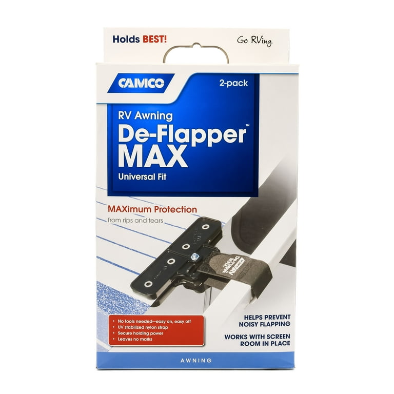 Camco RV Awning De-Flapper Max | Protect RV Awnings from Costly Rips and  Tears | 2-Pack, Black (42251)