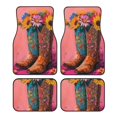 thumbnail image 1 of Balery Cowboy Boots With Flowers Juego de 4 Alfombrillas para Auto, Revestimientos de Caucho Resistente, Diseño Antideslizante, 1 of 7
