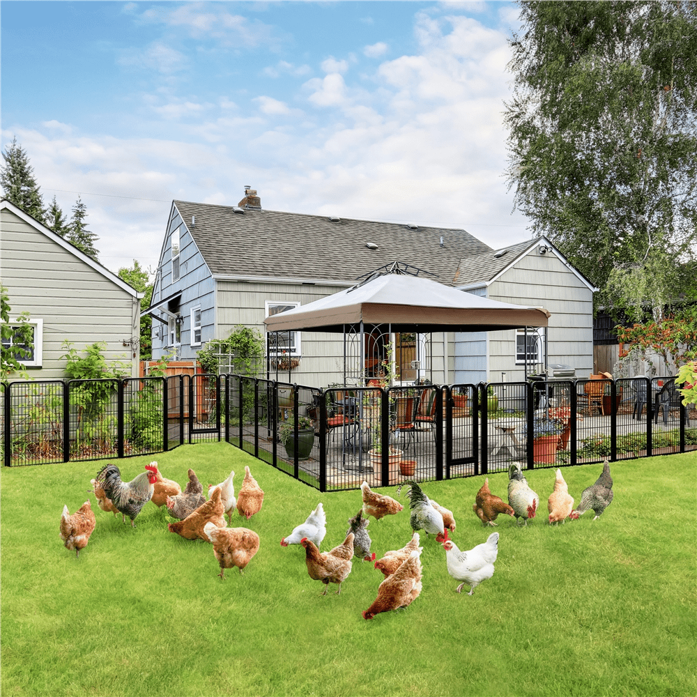 Renwick 40" Tall Steel Foldable Dog Playpen Panels with Door, 6 Panels, Black
