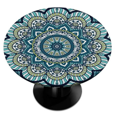 

Mandala Floral Tablecloth Round Fitted Tablecloth Elastic Table Cover Waterproof Dining Table Cover for Indoor Outdoor Decor 45 -50