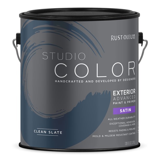 Clean Slate, RustOleum Studio Color Advanced Paint + Primer Exterior Satin, Gallon