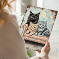 thumbnail image 7 of Vintage 8x12 Inch Tin Sign, Three Fluffy Kittens on Antique Sofa, Rustic Weathered Metal Wall Art with Black, Orange & Grey Cats, Victorian Style Decor for Home Kitchen, 7 of 7