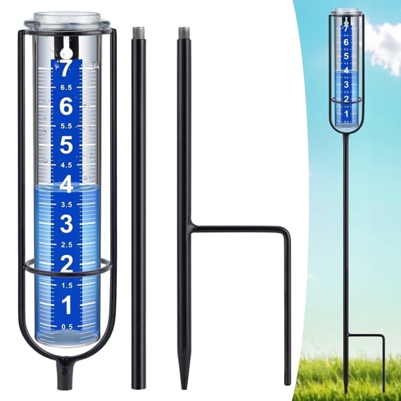 GASIKGOYINE Rain Gauge Outdoor, Accurate Rain Measure Gauge for Garden, Thickened Tube Rain Meter with Stake, Adjustable Height & Large Font Water Gauge for Rain,White