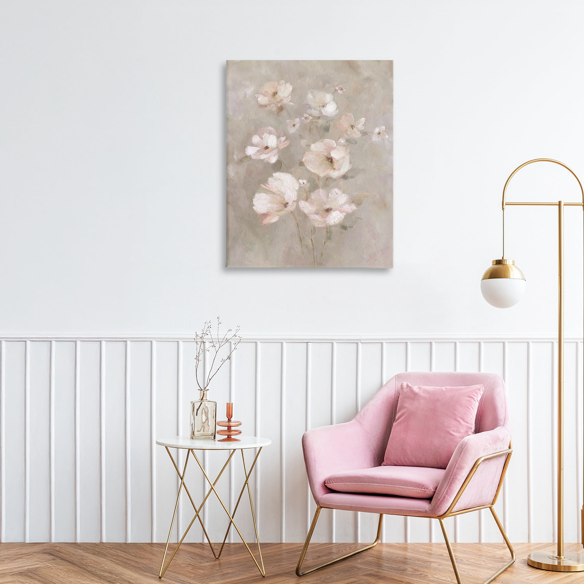 Stupell Industries Blush Florals over Beige Canvas Wall Art, design by Carol Robinson