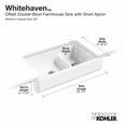 thumbnail image 3 of Kohler K-6426 Whitehaven 35-1/2" Undermount Double Basin Cast Iron Kitchen Sink - Off, 3 of 7