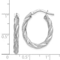 thumbnail image 3 of 14k White Gold Twisted Oval Hoop Earrings, 3 of 7