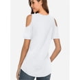 thumbnail image 2 of Womens Summer Shirts V Neck Criss Cross Cold Shoulder Tops Blouse, 2 of 4