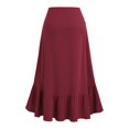 thumbnail image 4 of Women's Asymmetrical Ruffle Wrap Midi Skirts Flowy Western Cowgirl Skirts (Red XXL), 4 of 6