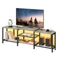 thumbnail image 2 of Emorefun Corner TV Stand for 75 Inch TV, TV Media Console Table with 3-Tier Open Storage Shelves & Power Outlet, Gray, 2 of 8
