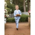 thumbnail image 6 of Lycody Summer Boys Seersucker Suit Kids Formal Slim Tuxedo Suits for Teen Beach Prom Graduate Party Wedding Single Breasted Pocket design Jacket Adjustable waist Pants Set, 6 of 6