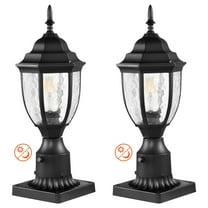VEVOR 2 Pack Dusk to Dawn Outdoor Post Light, 15.35 in, Waterproof Lamp Post Light Fixtures with 3.5 in Pier Mount Base Glass Shade, Lightning-proof Exterior Pole Column Light