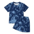 thumbnail image 4 of CUZIBR Toddler Colorful Tie Dye Graphic Boys O-Neck Short Sleeve Tshirts Tops With Shorts Outfit Sets Kids Playwear Summer Clothes Sets,Navy,8-9 Years, 4 of 4
