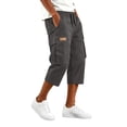 thumbnail image 6 of Mens 3/4 Length Cargo Capri Pants Drawstring Elastic Waist Summer Lightweight Casual Outdoor Hiking Athletic Cropped Trousers Dark Gray M, 6 of 7