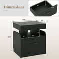 thumbnail image 3 of Gymax Nightsand w/ Charging Station Drawer & Sliding Top Storage Tray Open Shelves Black, 3 of 10