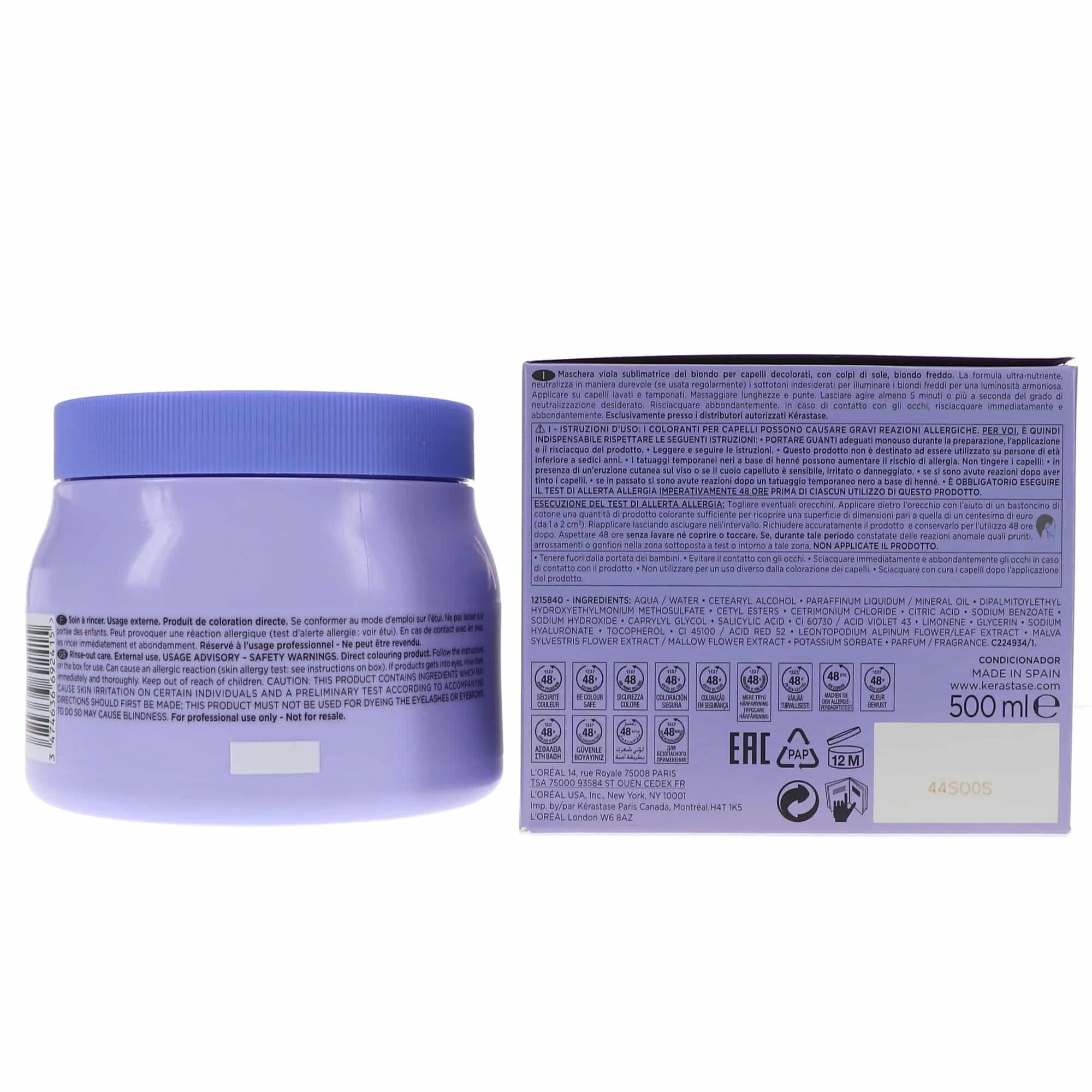 Kerastase Blond Absolu Masque Ultra-Violet Hair Mask Anti-Brass Blonde Perfecting, 16.9 oz