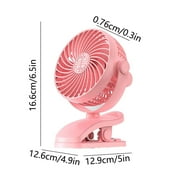 JeashCHAT Clip-on Fan , Small Desk Fan, Personal Cooling Fan with Sturdy Clamp, 3 Speeds 720 Degree Rotation USB Plug in Quiet Little Fan for Bedroom Office Dorm (Pink)