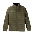 thumbnail image 2 of BODOAO Women's Quilted Down Jacket Trendy Long Lightweight Padded Coats Cute Warm Outerwear Fall Winter Fashion Clothes Zip-Up Stand-Collar Winter Coat Blackish Green L, 2 of 9