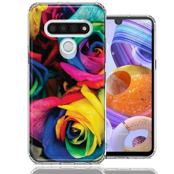 MUNDAZE For LG Stylo 6 Colorful Roses Design Double Layer Phone Case Cover