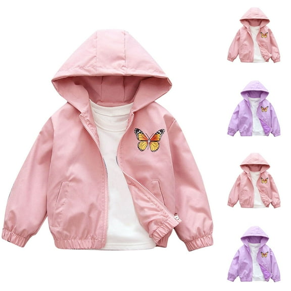 CYRBOKO Girls Hooded Jackets, Full Zip Long Sleeve Casual Lightweight Loose Fall Outerwear Pink Size 4-15 T