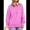 thumbnail image 2 of Sudadera para Mujer, Estilo Informal, de Larga, con Botones y Cuello Henley, Estilo Túnica, para Otoño. Rosa Brillante L, 2 of 7