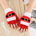 thumbnail image 5 of Womens Winter Gloves Hwkond USB Electric Gloves Electric Warm Gloves Christmas Gloves Knitted Half Finger Flap Christmas Gloves on Sale, 5 of 6