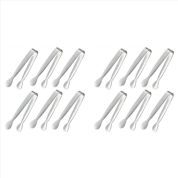 12 Mini Pinzas Pequeñas y Pequeñas, Pinzas Pequeñas de Acero Inoxidable de 4,25 Pulgadas para Servir Alimentos, Cocina Duradera de Acero Inoxidable 304